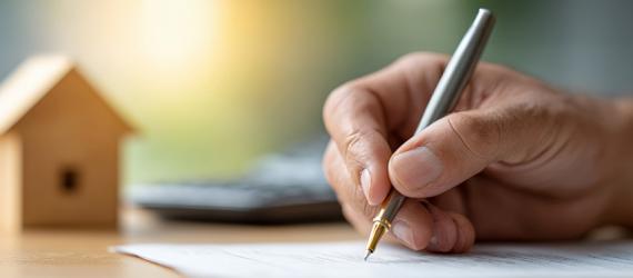 Ein Bauspardarlehen wird unterzeichnet.