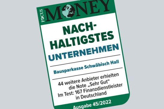Nachhaltigstes Unternehmen – Schwäbisch Hall Testsiegel "Nachhaltigstes Unternehmen"