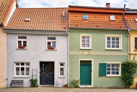 Reihenhäuser, die saniert wurden