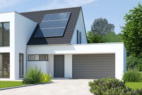 Modernes Haus mit integrierter Garage