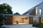 Holzverkleiderter Carport mit drei Wänden und Abstellraum