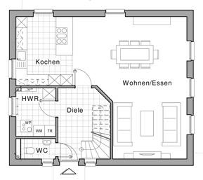 Kleine Fertighäuser: Grundriss EG CLASSICO 300 von Viebrockhaus
