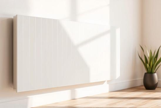 Elektrischer Heizkörper an heller Zimmerwand