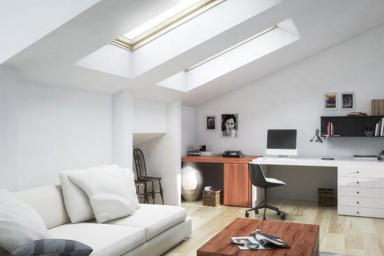 Modernes Büro im Dachgeschoss.