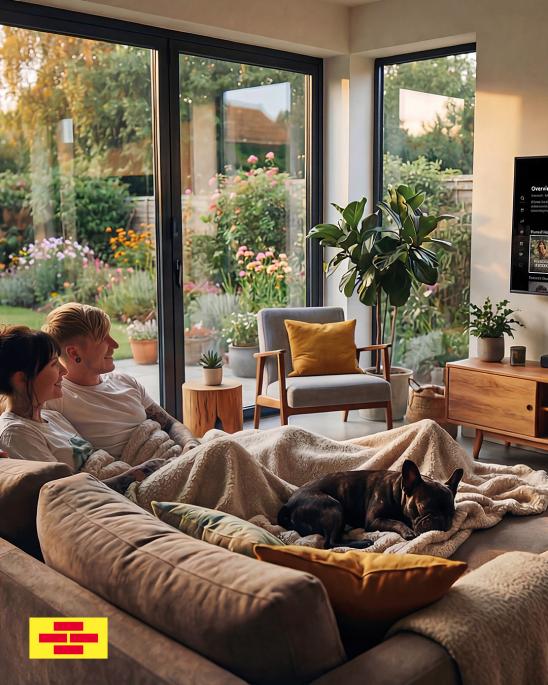 Paar mit Hund eigenes Zuhause Insta