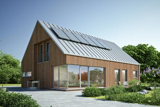 Holzhaus mit Photovoltaik