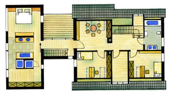 Anbau an Einfamilienhaus: Grundriss vom Obergeschoss