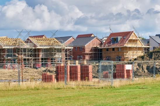 Newly built homes in a residential estate in England.