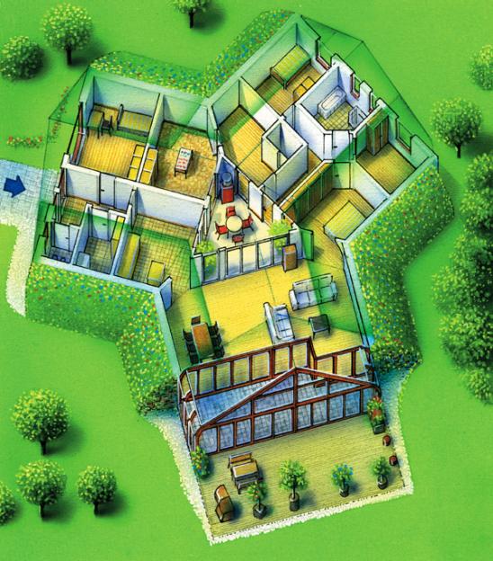 Grafik des Bio-Solar-Hauses