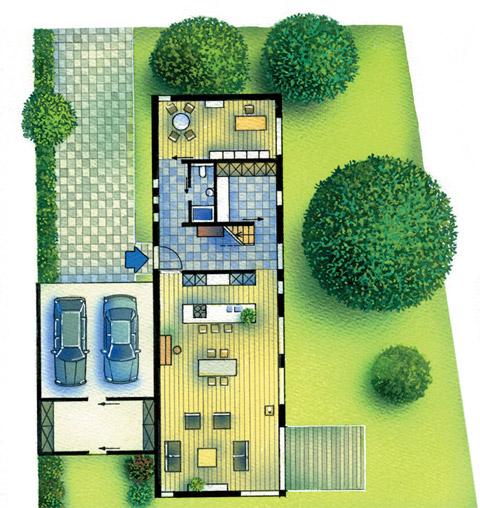 Preiswert bauen - das Architektenhaus: Grundriss Erdgeschoss