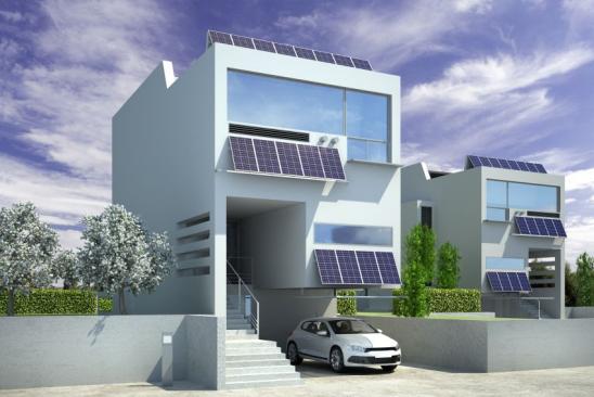 Contemporary Solar House Architecture - 3d illustration