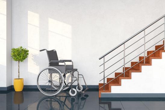 Barrierefreies Wohnen - Rollstuhl nicht überwindbare Treppe