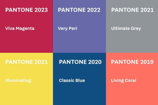Pantone-Trendfarben der Jahre 2019 bis 2023