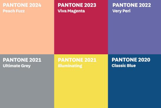 Pantone-Trendfarben der Jahre 2020 bis 2024