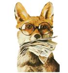 Bild des ersten Bausparfuchses mit Geldscheinen im Maul