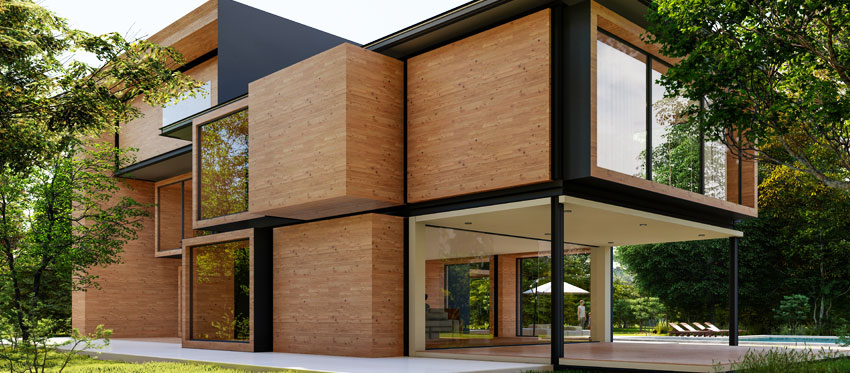 Modernes Holzhaus in Modulbauweise