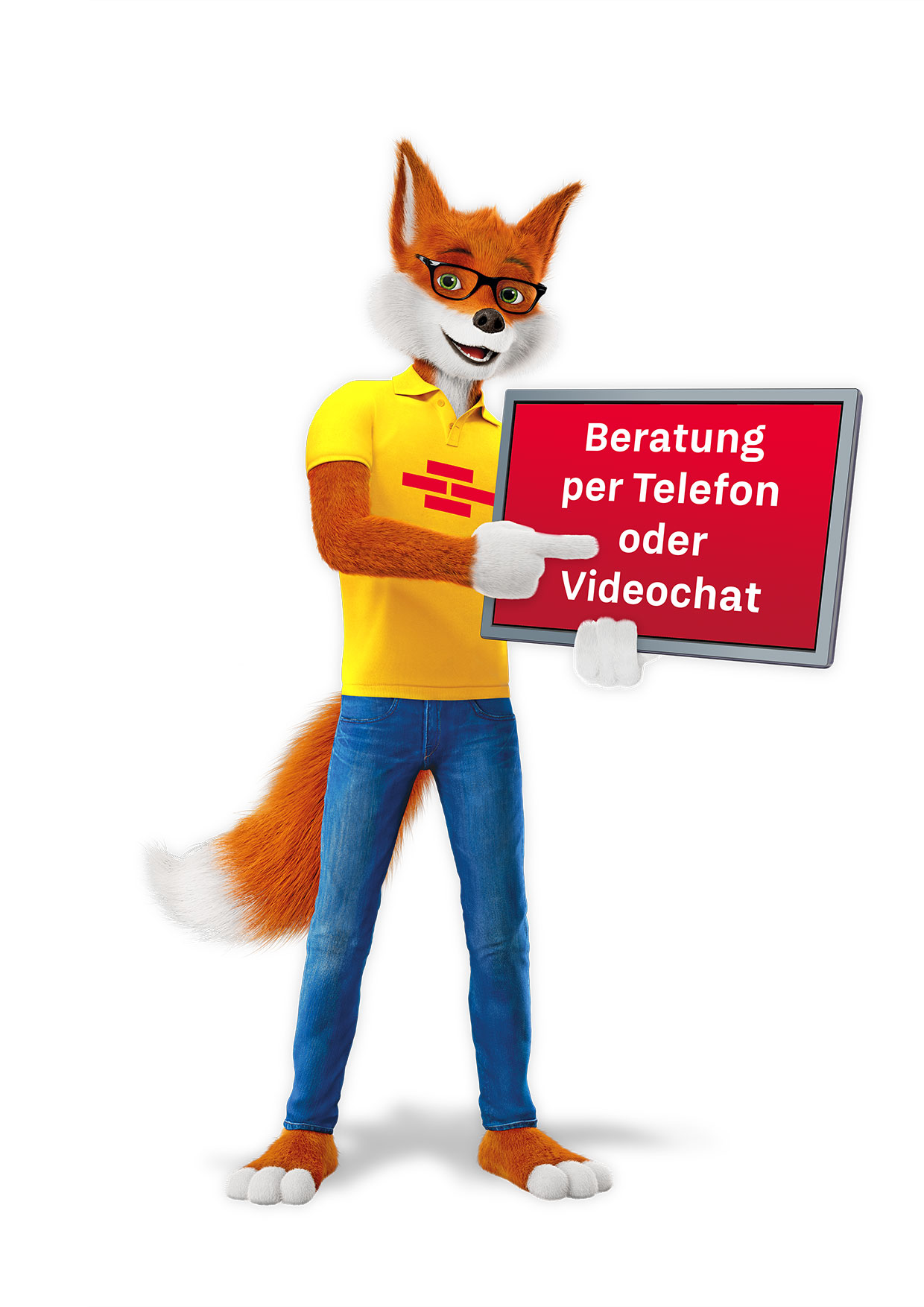 Fuchs mit PC zur Beratung