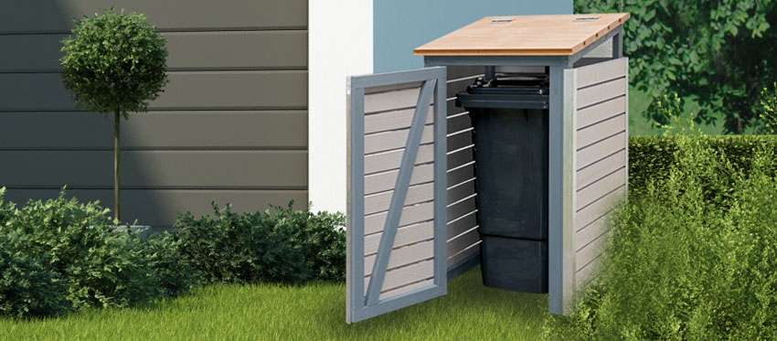 Mülltonnenbox im Garten