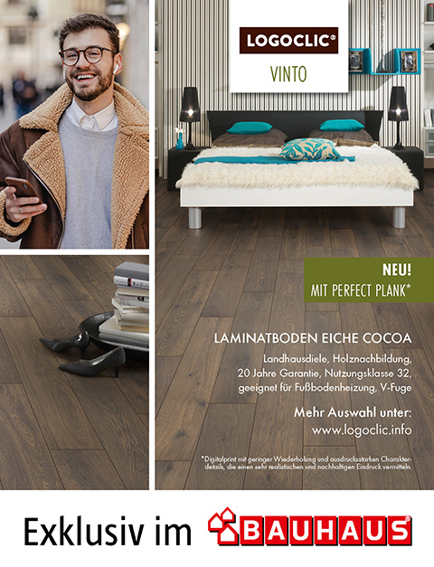 LOGOCLIC - VINTO Laminatboden Eiche Cocoa